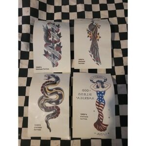Tinsley Transfers Vintage Style Temporary Tattoos Lot of 4 Retro Flash‎